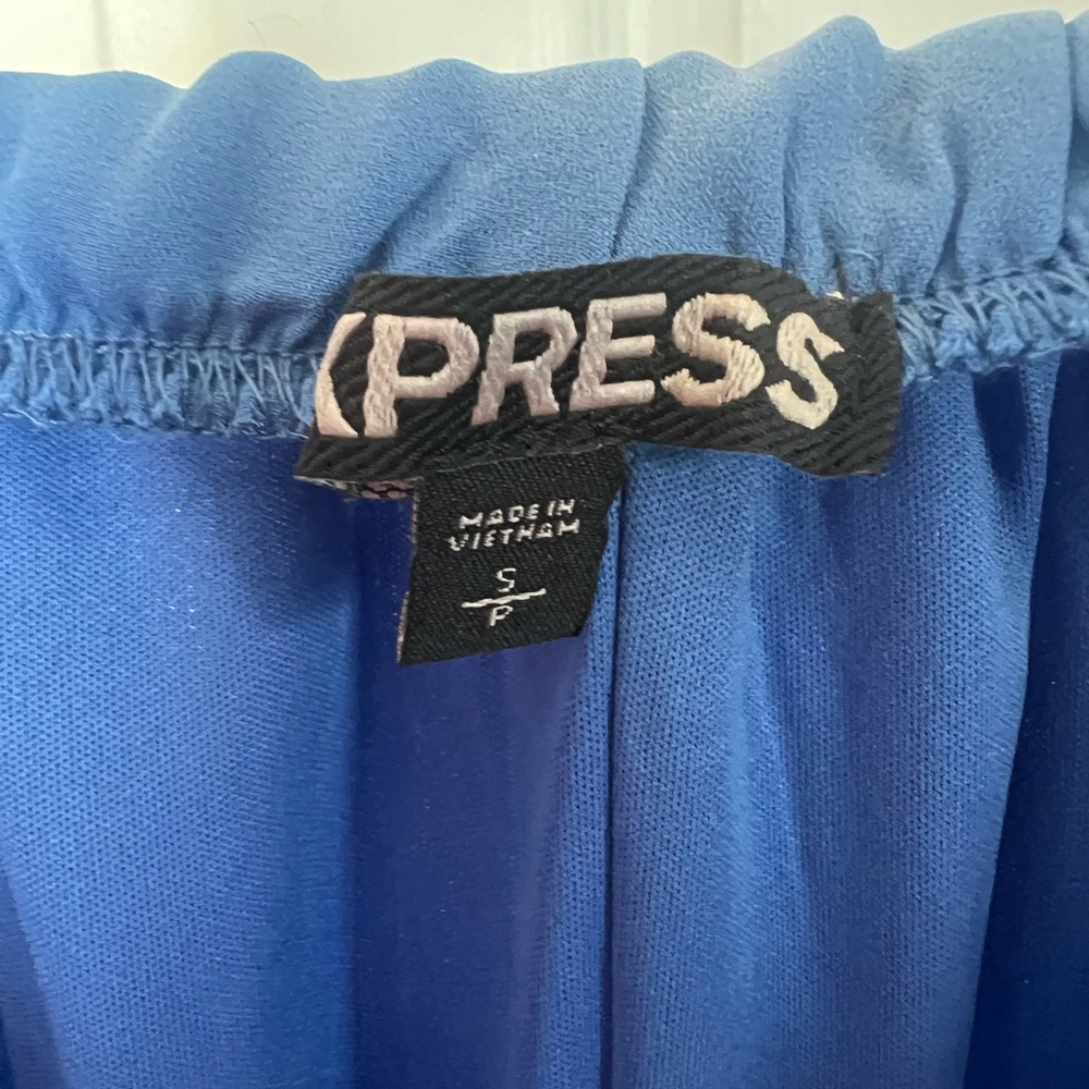 Blue strapless Express dress never worn.